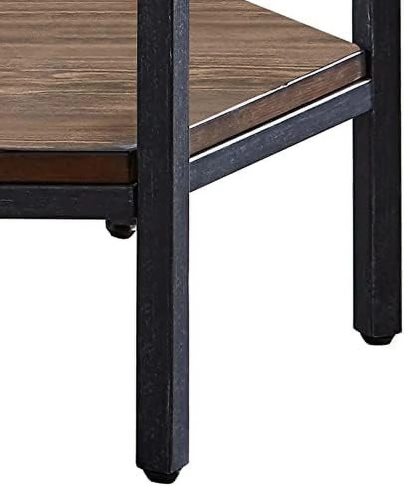 Mocha Hexagonal , Iron Base, And Unique Veneer Layup Design End Table