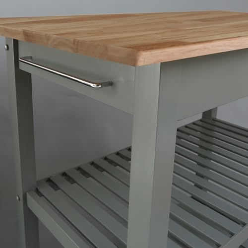 Casual Home Kitchen Island with Solid American Hardwood Top, Natural/White, 40" W (373-91)