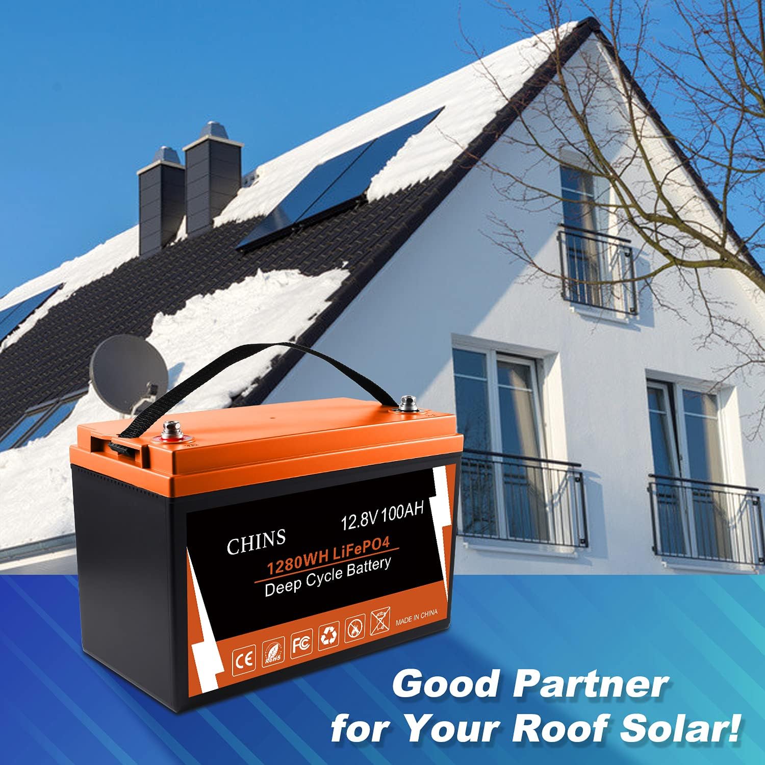 CHINS LiFePO4 Battery 24V 200Ah Lithium Battery - Built-in 200A BMS, 2000+ Cycles, Each battery Can Support 5120W Power Output, Perfect for RV