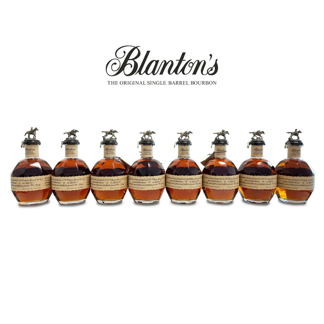 Blanton’s Complete 8 Bottle Collector’s Bundle – Original Single Barrel Bourbon with Horse Stoppers - 750ml - Nestor Liquor