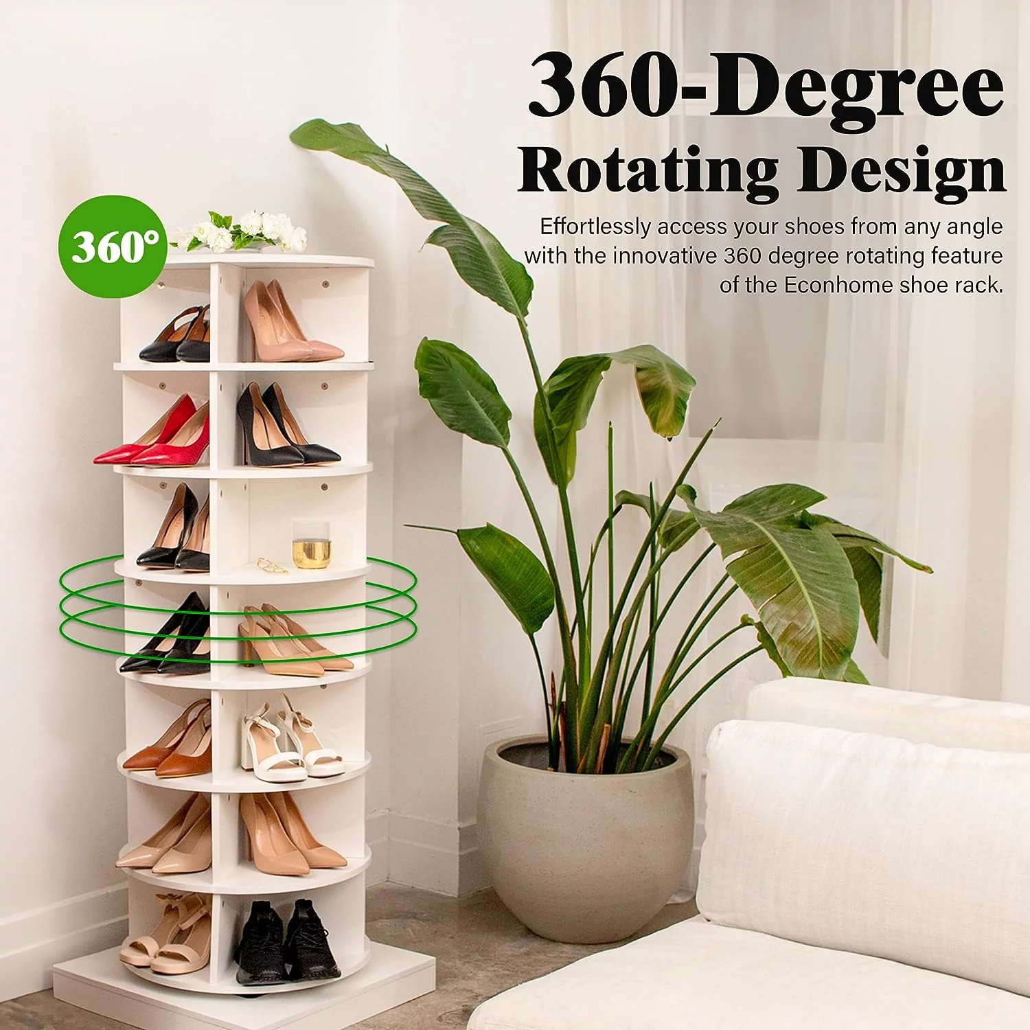Holaki 360° Rotating Shoe Rack 7-Tiers Organizer Spinning Shoe Rack, Rotating shoe Organizer tower Holds Up to 28 Pairs of Shoes