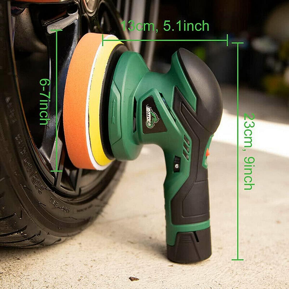 BATOCA - Cordless Car Buffer Polisher - with 2pcs 12V Lithium Rechargeable Battery Brushless Polisher with Variable Speed