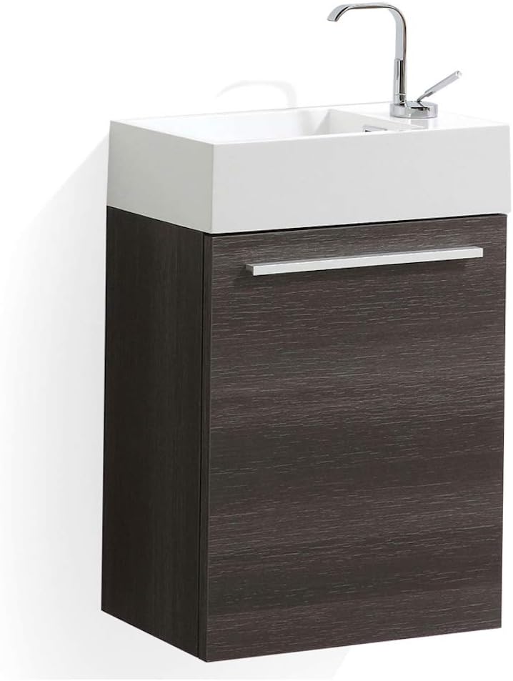 18 Inch Cart Oak Small Bathroom Vanity with Sink, Narrow Bathroom Vanity