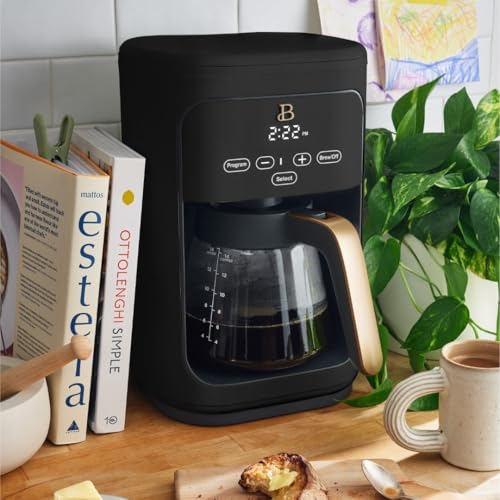 Beautiful Coffee Maker, 14-Cup, Touch Display, Programmable, 1200W, Stainless Steel, Keep Warm, 24h Timer dishwasher-safe (Black Sesame)