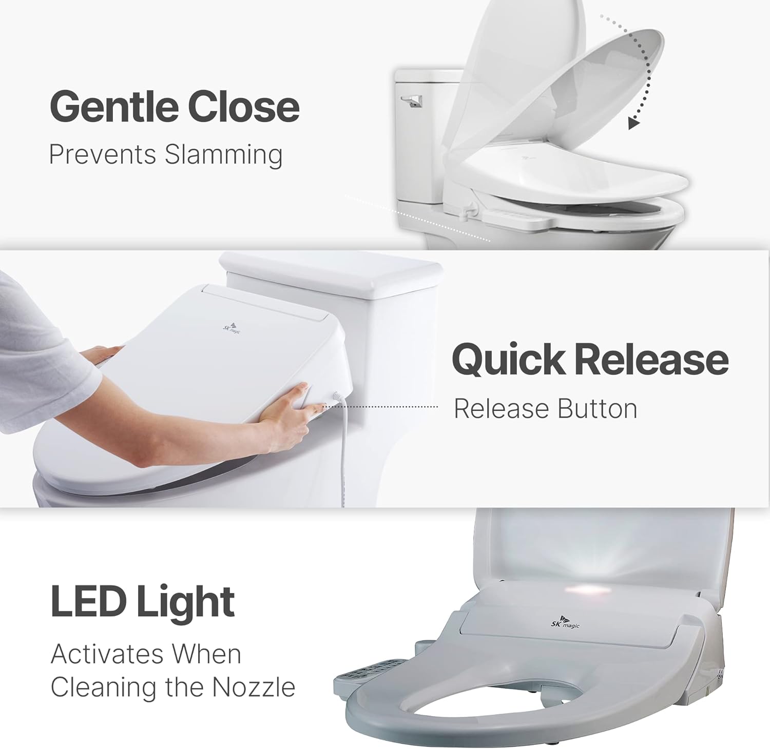 BID-S24D Electric Bidet Toilet Seat Elongated| Adjustable Warm Water