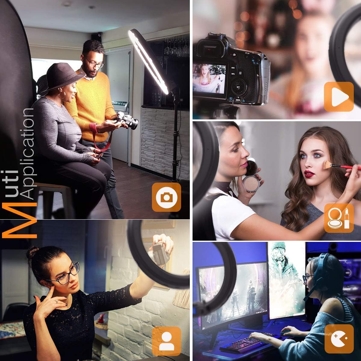 Pixel Ring Light, 19" Bi-Color LCD Display Ring Light with Stand