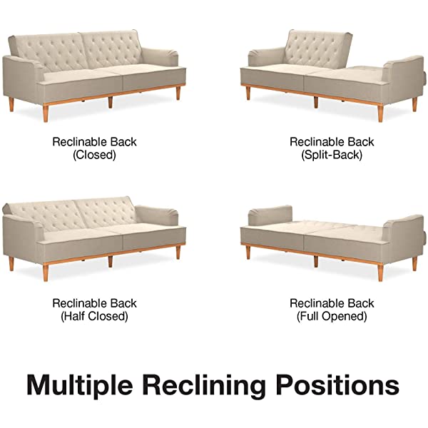 Mr. Kate Stella Vintage Convertible Sofa Bed Futon, Tan Linen