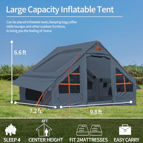 SHANQUAN Inflatable Tent with Pump,4-6 Person Instant Glamping Camping Tents House