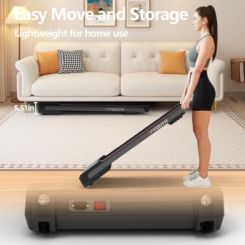 GOYOUTH 2 in 1 Under Desk Electric Treadmill Motorized Exercise Machine with Wireless Speaker, Remote Control and LED Display