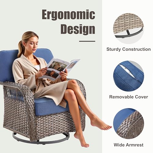 7 Pieces Outdoor Furniture Set with Swivel Chairs