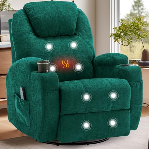 Recliner Chair, Rocking Chair with Massage and Heat, 360° Swivel Recliner Chairs for Adults