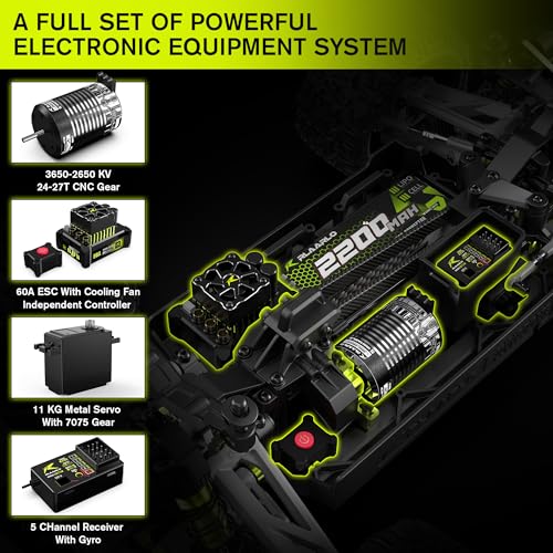 RIAARIO 1/10 Brushless RC Cars, Monster Truck, 50+ MPH, 4WD, Waterproof, Carbon Fiber, Black, Ages 8+