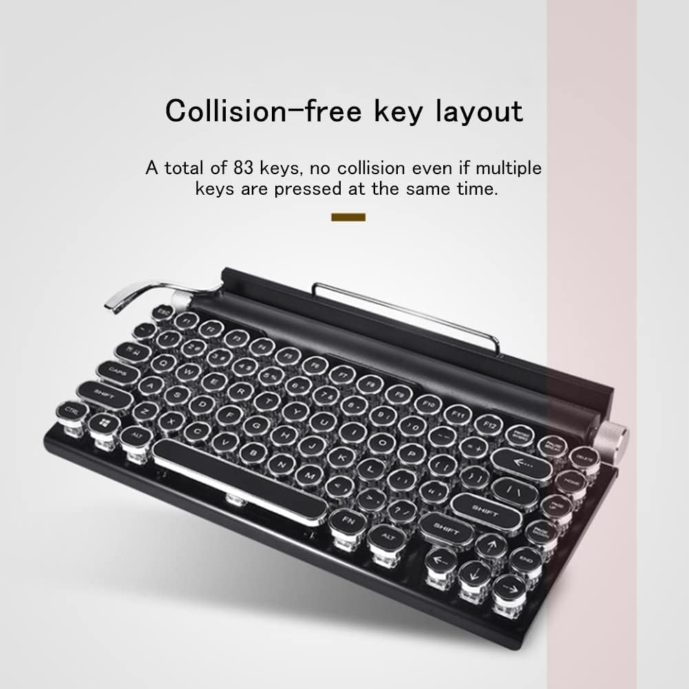 Retro Mechanical Keyboard,Typewriter Style Keyboard,Bluetooth 5.0 Blue Axis Mechanical Keyboard,RGB Backlit Wireless Keyboard,Replaceable Axis Design