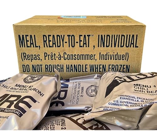 MRE A and B bundle cases 2024 or newer inspection - Military meals ready to eat - 24 full food packs rations with 1