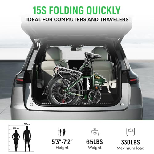 1000W Folding Electric Bike,48V 20AH Removable Battery E Bike,30+MPH,80 Miles Max Range Electric Bike for Adults,20" Fat Tire Foldable ebike