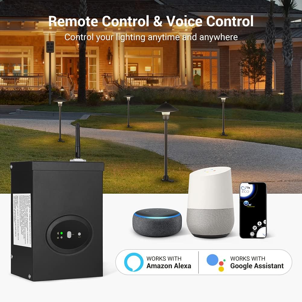 DEWENWILS 300W Smart Wi-Fi Low Voltage Transformer, Schedule & Timer, Compatible with Alexa and Google Home, 120V AC to 12V/14V AC