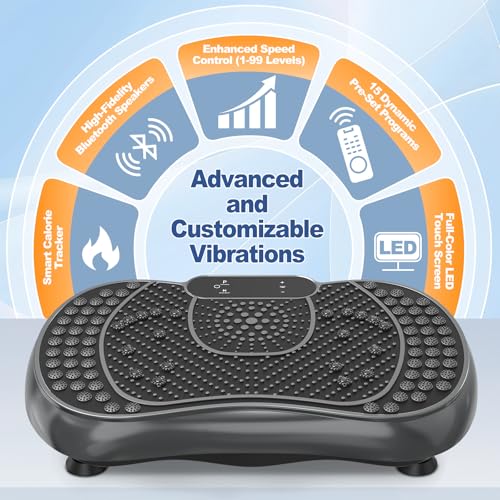 Vibration Plate Exercise Machine for Weight Loss – 100-Speed Platform with Bluetooth Speaker, Remote & Bands