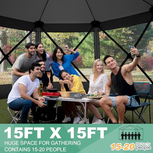 COBIZI 12x12ft Pop up Gazebo Screen Tent Screen House for Camping, Camping Outdoor Screened Gazebo, Canopy Tent