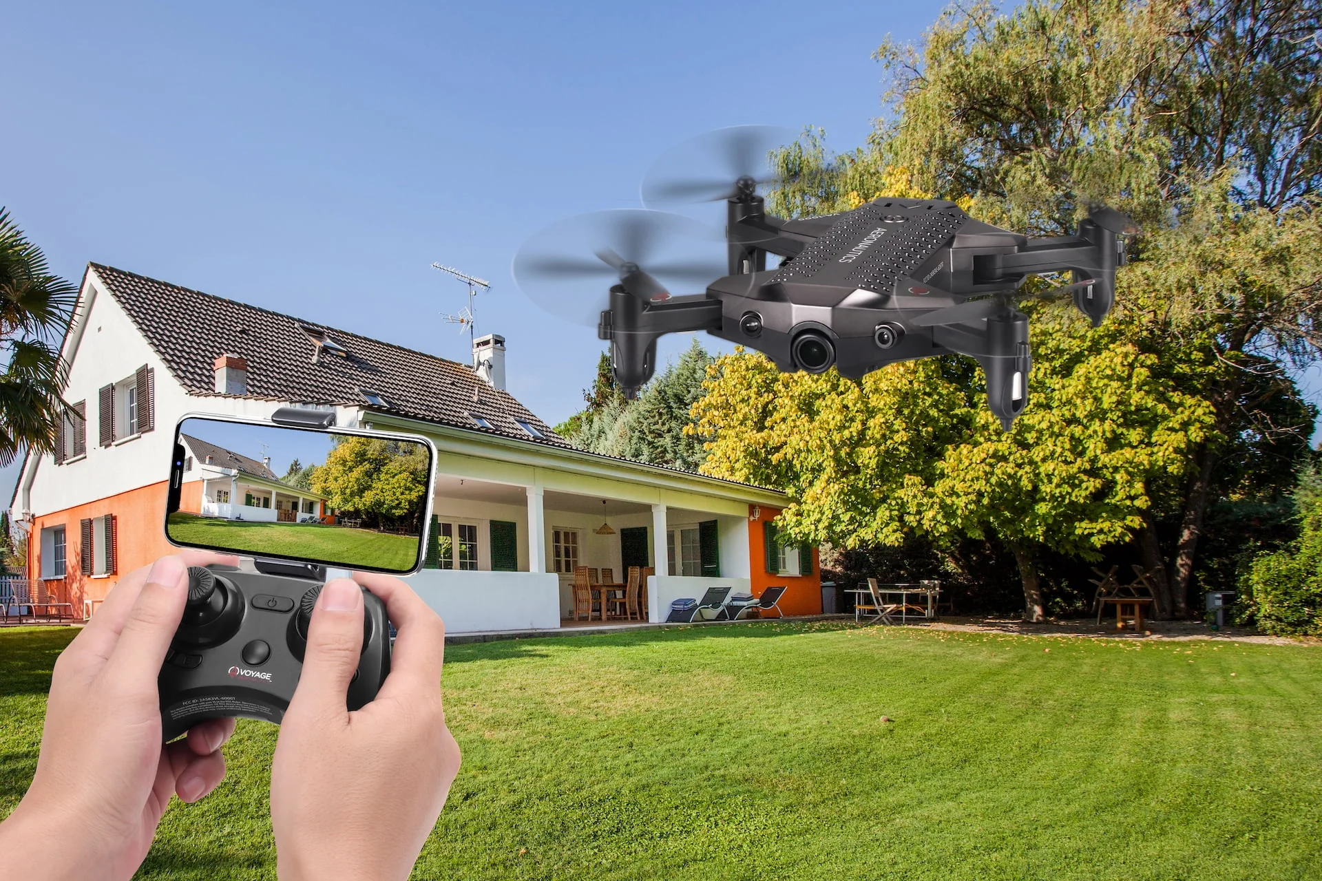 Voyage Aeronautics VA-1000 HD Streaming Drone with Wide-Angle Lens- Black Color - Size- 7 inches
