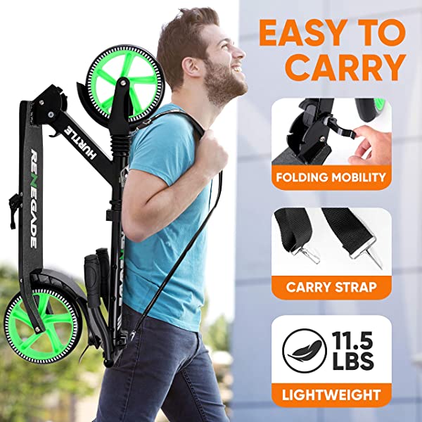 Hurtle Scooter &ndash; Scooter for Teenager &ndash; Kick Scooter &ndash; 2 Wheel Scooter with Adjustable T-Bar Handlebar &ndash