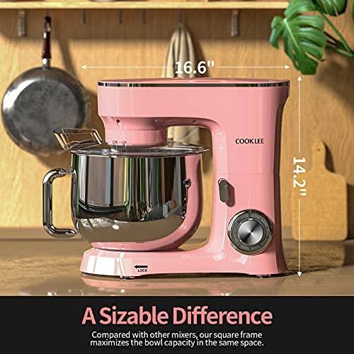 COOKLEE Stand Mixer, 9.5 qt. 660W 10-Speed Electric Kitchen Mixer with Dishwasher-Safe Dough Hooks, Flat Beaters, Shield Attachm