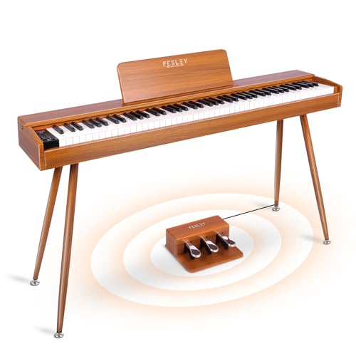 Fesley Digital Piano 88 Key Weighted Keyboard: Full Size Electric Piano with Graded Hammer Action for Professional, Dual Stereo Speakers & 3-Pedal