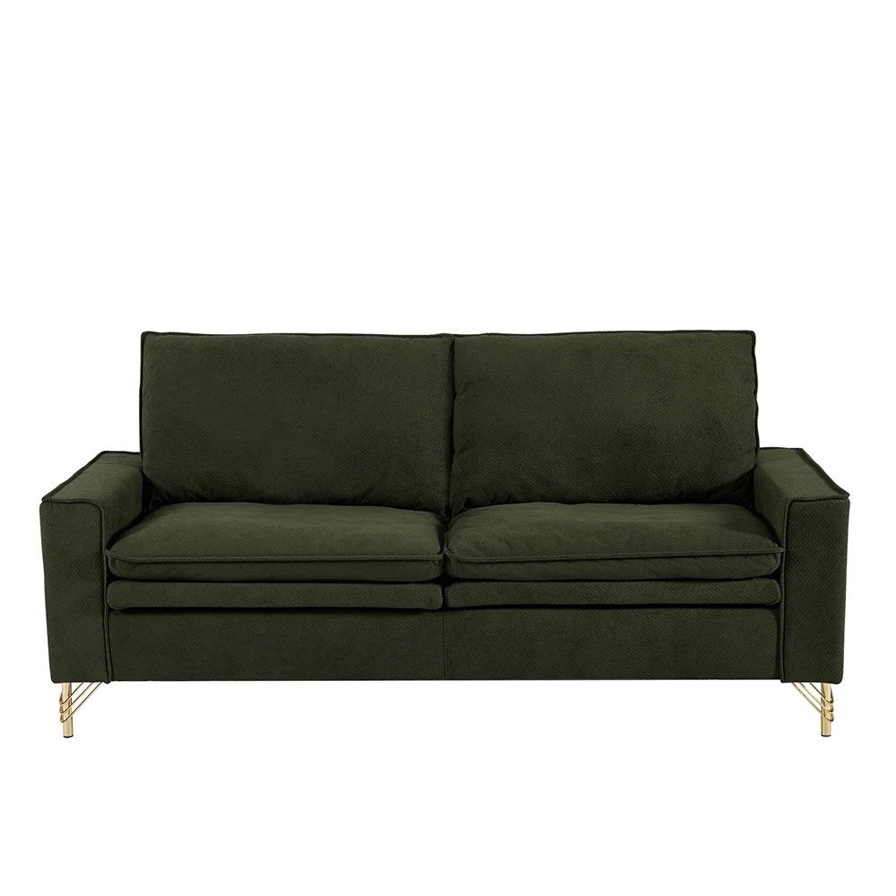 HUTWIFE 78-inch Mid-Century 2-seat Loveseat Couch, Love Seats Furniture Cotton Linen Fabric and Metal Legs, Small Sofa for Living Room, Bedroom