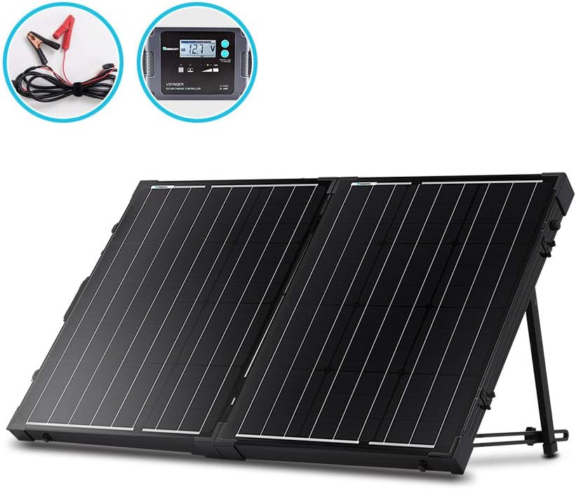 Renogy 100W 12V Monocrystalline Off Grid Portable Foldable 2pcs 50W Solar Panel Suitcase Built-In Kickstand