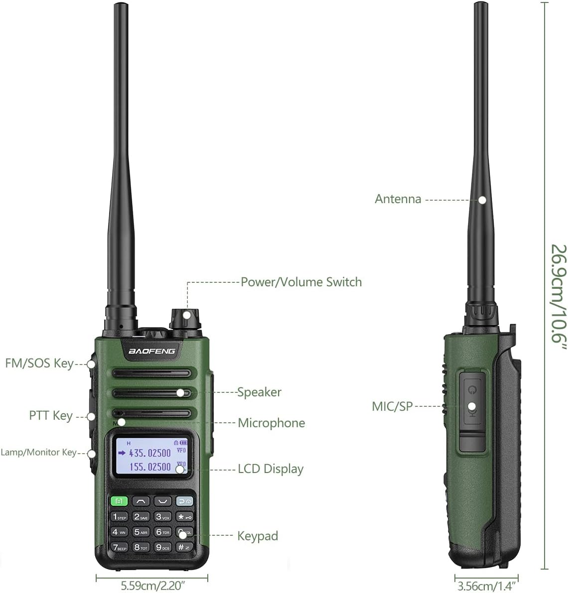 BAOFENG GM-15 PRO GMRS Radio Long Range Walkie Talkies Rechargeable,GMRS Repeater Capable,NOAA Scanning & Receiving Two Way Radio