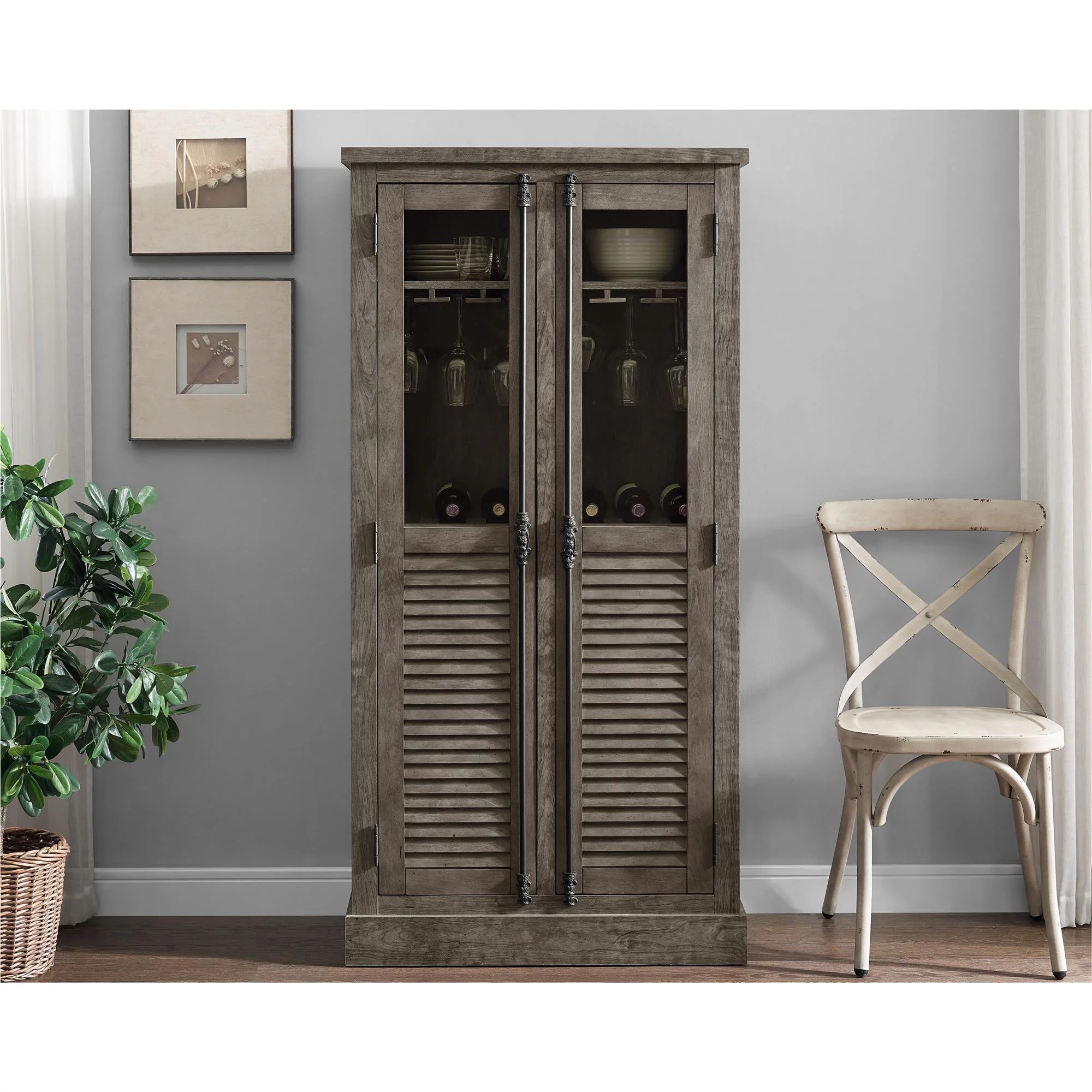 Ameriwood Home Sienna Park Beverage Cabinet, Weathered Oak