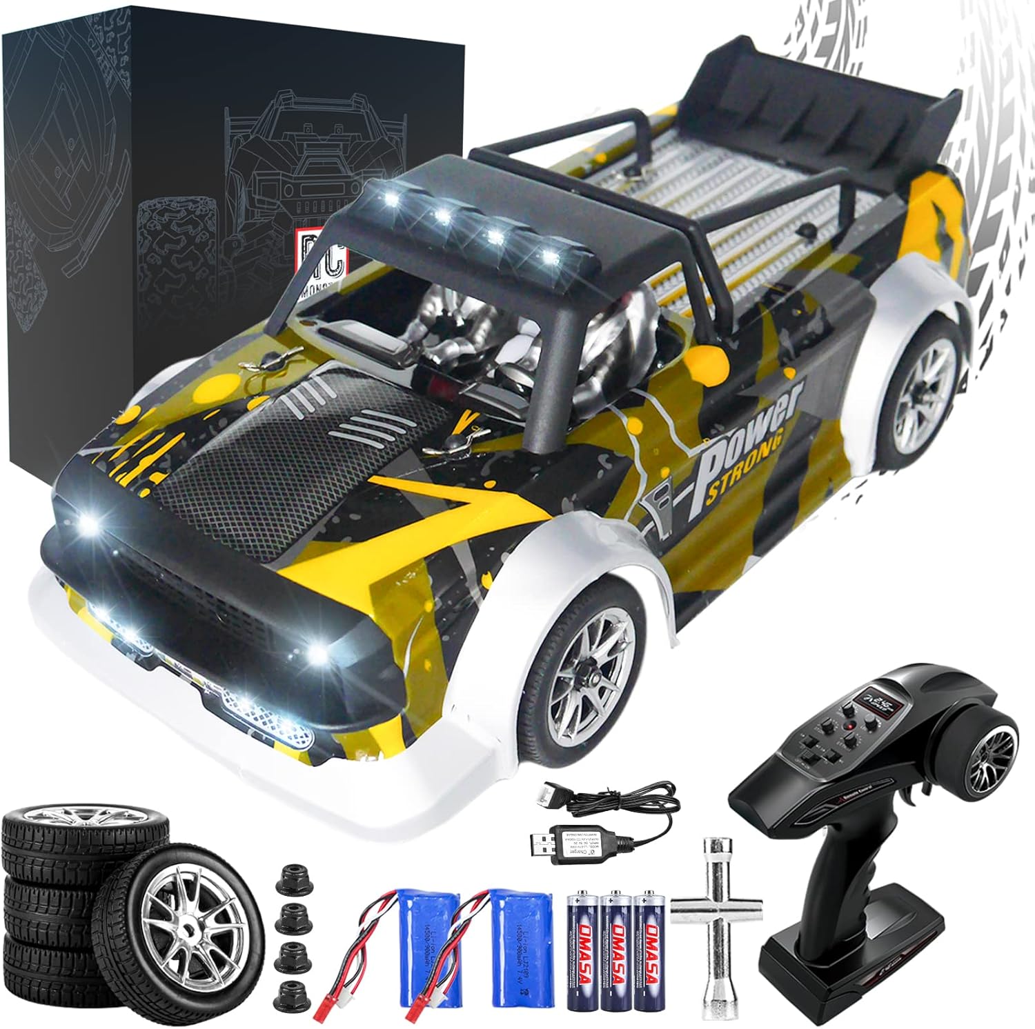 RC Drift Car for Adults 1/16 Scale RC Truck 40+ Km/h High Speed Offroad Hobby Racing Car 2.4GHz Remote Control Car High Speed RC Racing Car