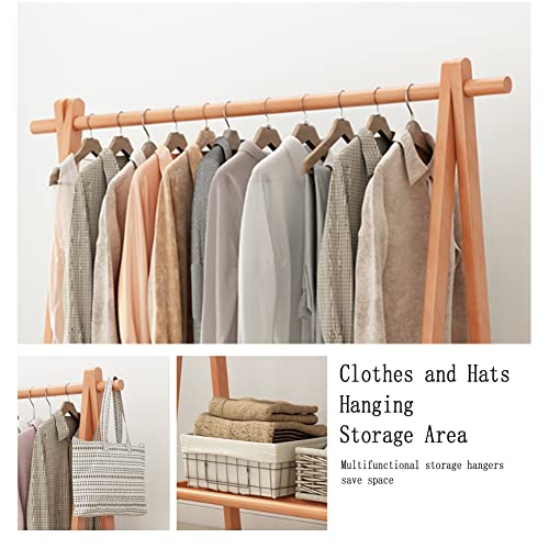 Solid Wood Folding Hanging Garment Racks, Heavy Duty Clothing Rack Portable Wardrobe Closet Organizer, Room Indoor Coat Closet