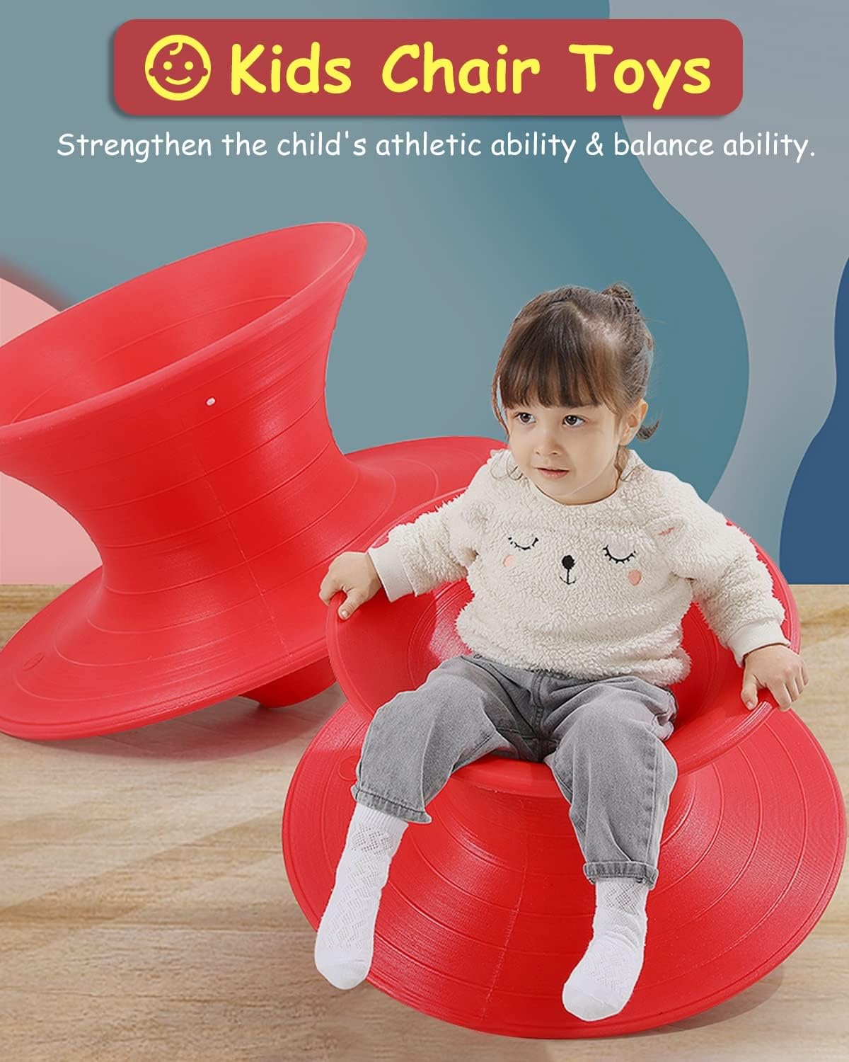Childern Gyro Swivel Chair, 360 Degree Rotation Lounge Chair, Tumbler Gyro Spinning Chair, Red Spin Sensory Chair for Boys & Girls Ages 2 to 5