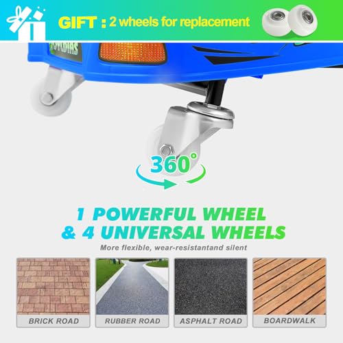 360 Degrees Rotating Ride On Drift Car and 2 Replacement Universal Wheels, 24V Electric Drifting Go Kart for Kids W/Brushless Motor, High/Low Speed