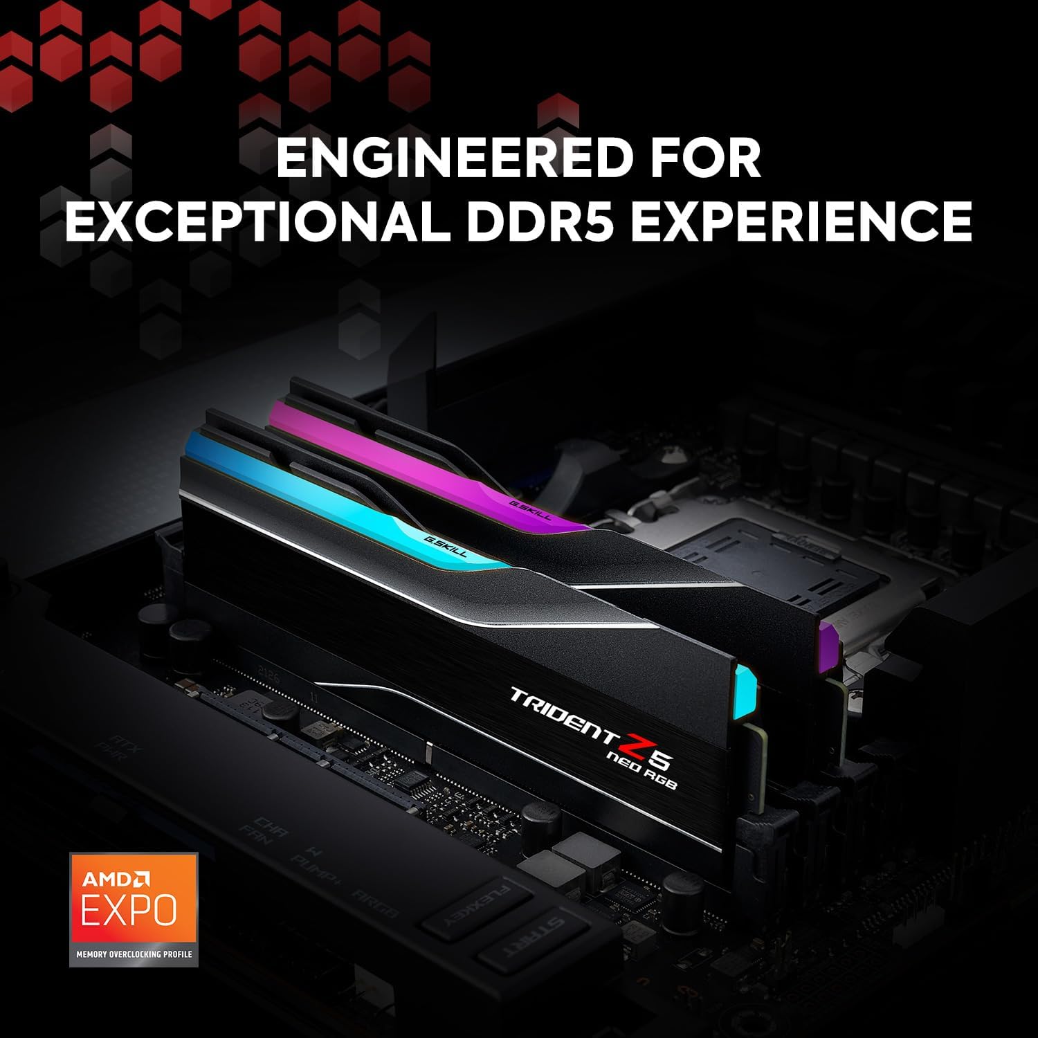 G.SKILL Trident Z5 Neo RGB Series (AMD EXPO) DDR5 RAM 64GB (2x32GB) 6000MT/s CL32-38-38-96 1.40V Desktop Computer Memory UDIMM