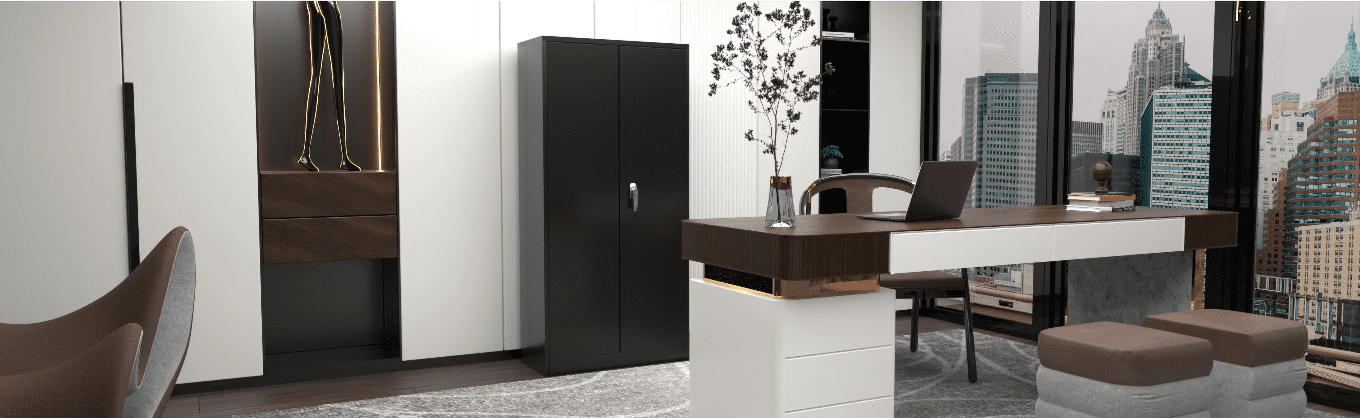 SUPEER Metal Storage Cabinet, Steel Garage Cabinet with Doors and Shelves, School Office Cabinet for Home Office, Garage and Utility Room