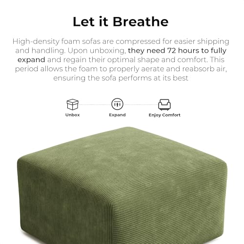 LIKIMIO 120" Modern L-Shaped Modular Sectional Sofa for Living Room, Corduroy Upholstery Green