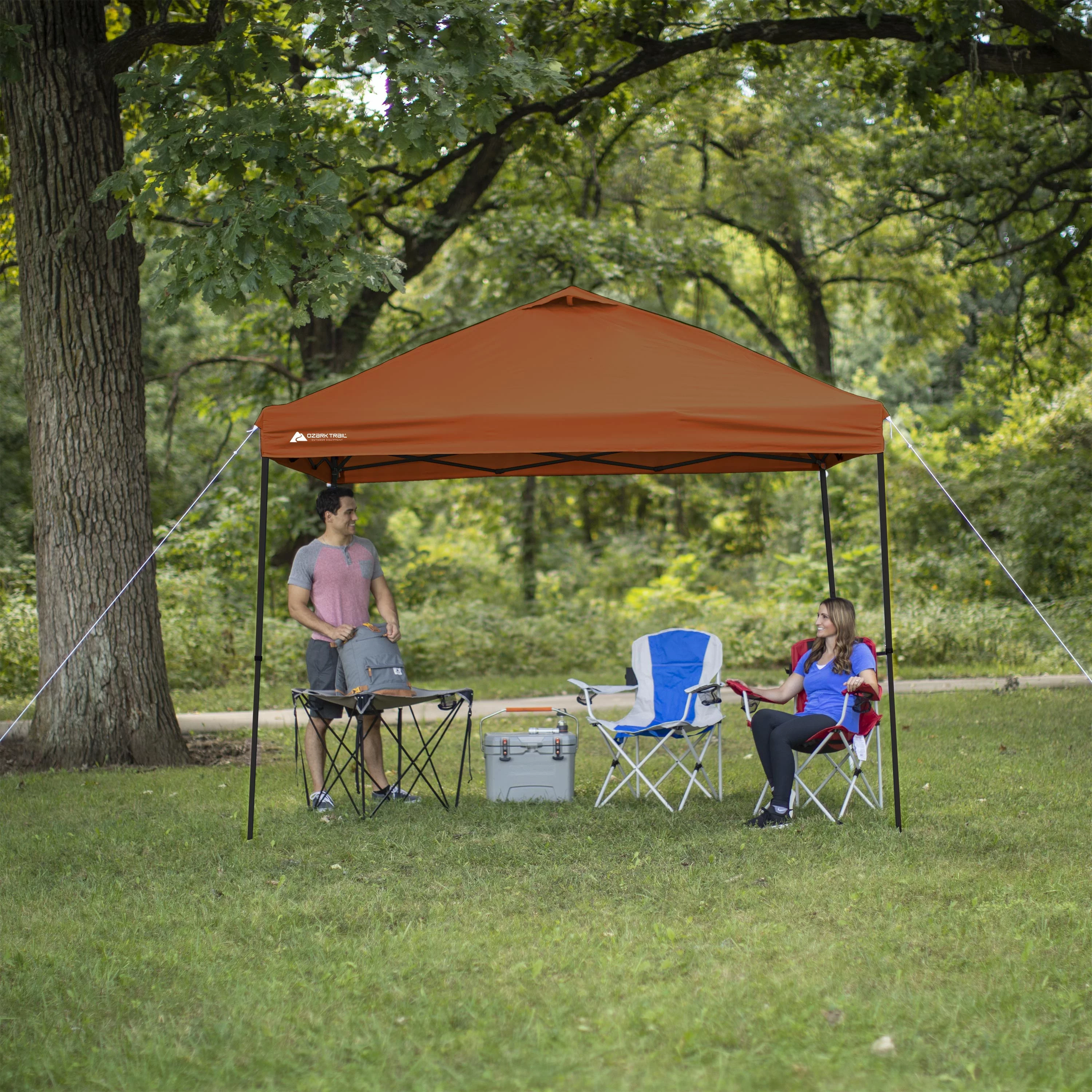 Ozark Trail Simple Push Straight Leg Instant Canopy, White, 10 ft x 10 ft