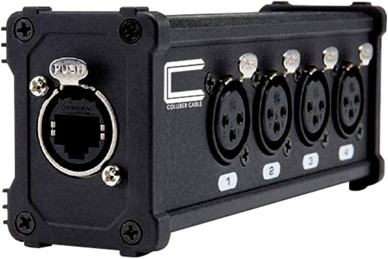 XLR Over Cat5 4 Channel 3-Pin Male Female to Single Ethernet - XLR, AES, DMX Over RJ45 Cat5/Cat6 Audio Over Ethernet Multi Network Snake Receiver