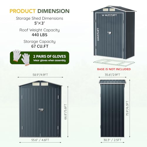 6x4FT Outdoor Steel Storage Shed with Clear Window, Lockable Doors, Weather-Resistant Metal Tool Shed for Garden, Backyard, Patio, and Utility Storage