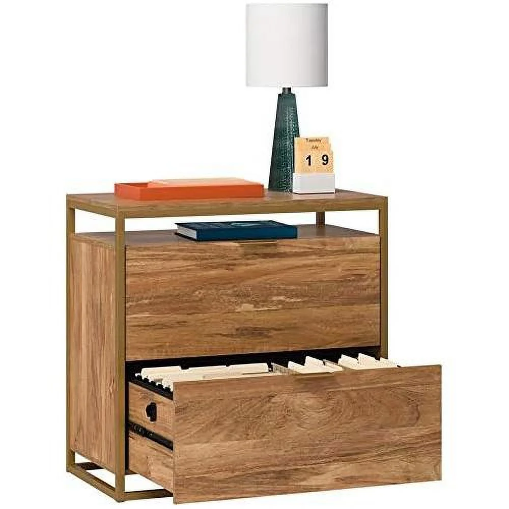 Engineered Wood File Cabinet In Sindoori /Brown/Gold