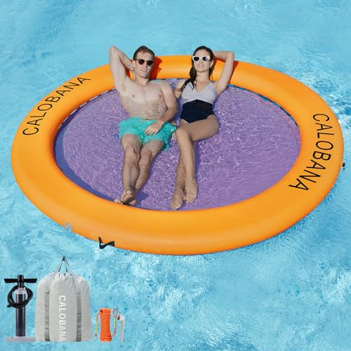 Round Floating Ring Inflatable Water Hammock Heavy Duty River Floats Lake Raft for Adults Tanning Pool Lounger Float Island Platform Pad Mat for Party
