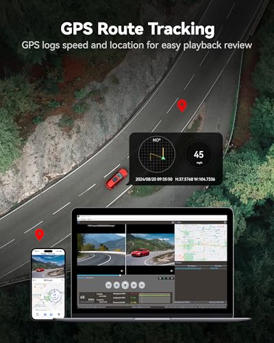 REDTIGER 4K Dash Cam Front and Rear, STARVIS 2 Sensor, Touch Screen 3.18", 128GB Card Included, Voice Control, 5.8GHz WiFi Car Dash Camera, GPS