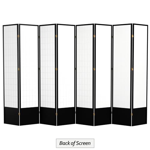 Red Lantern 7 ft. Tall Window Pane Shoji Screen-White-3 Panels Room Divider