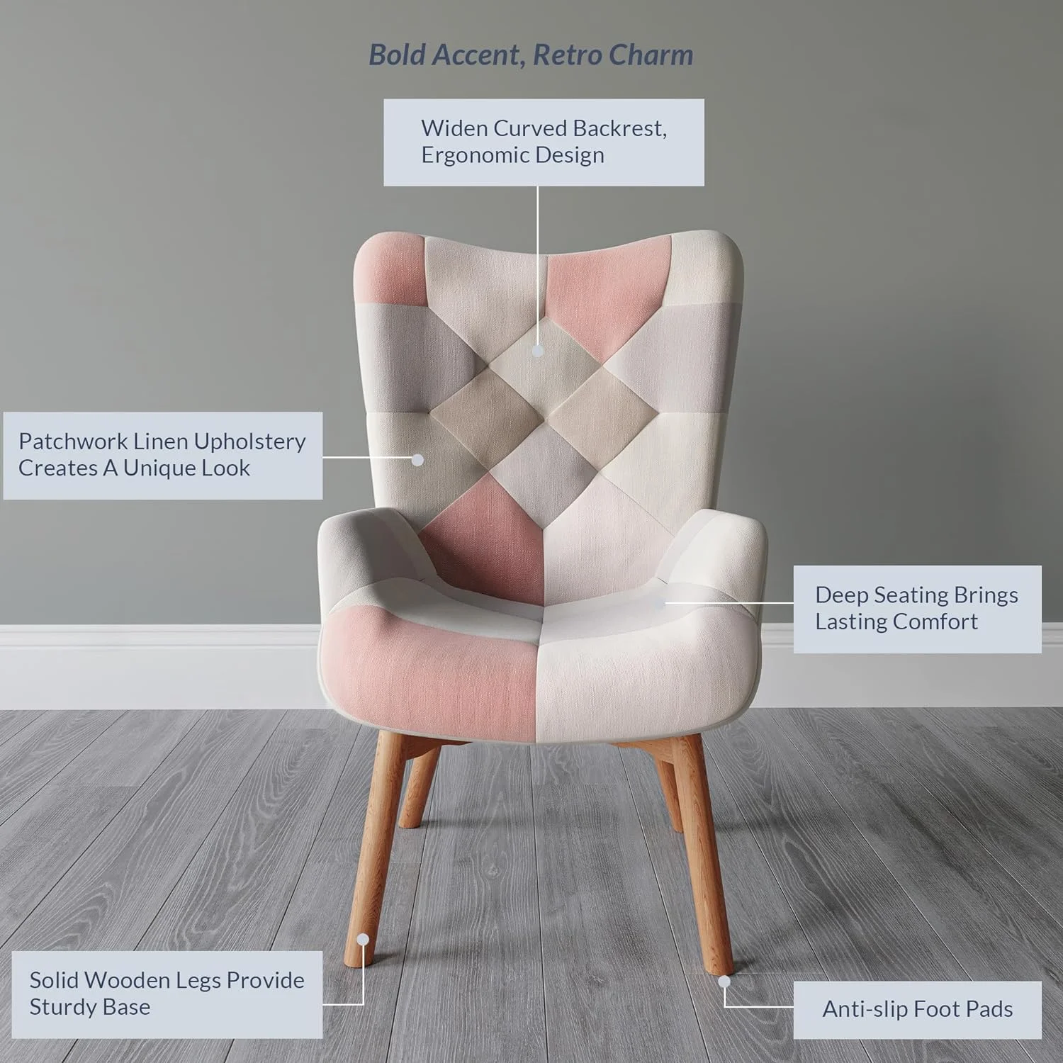 Colorful Patchwork Accent Chair