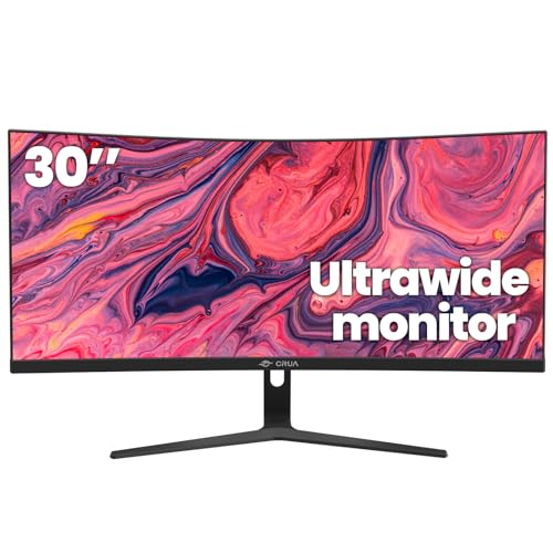 CRUA 30Inch Ultrawide Curved Monitor, 21:9 WFHD(2560x1080P) VA Computer Monitor, 120% sRGB 100HZ 1500R PC Monitors Support FreeSync, Wall-Mounted