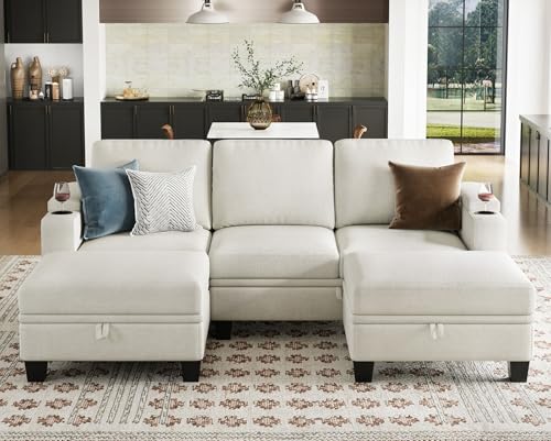 Belffin Modular Sectional Sofa Couch with Storage U Shape Convertible Corner Couches for Living Room Dark Grey Couch