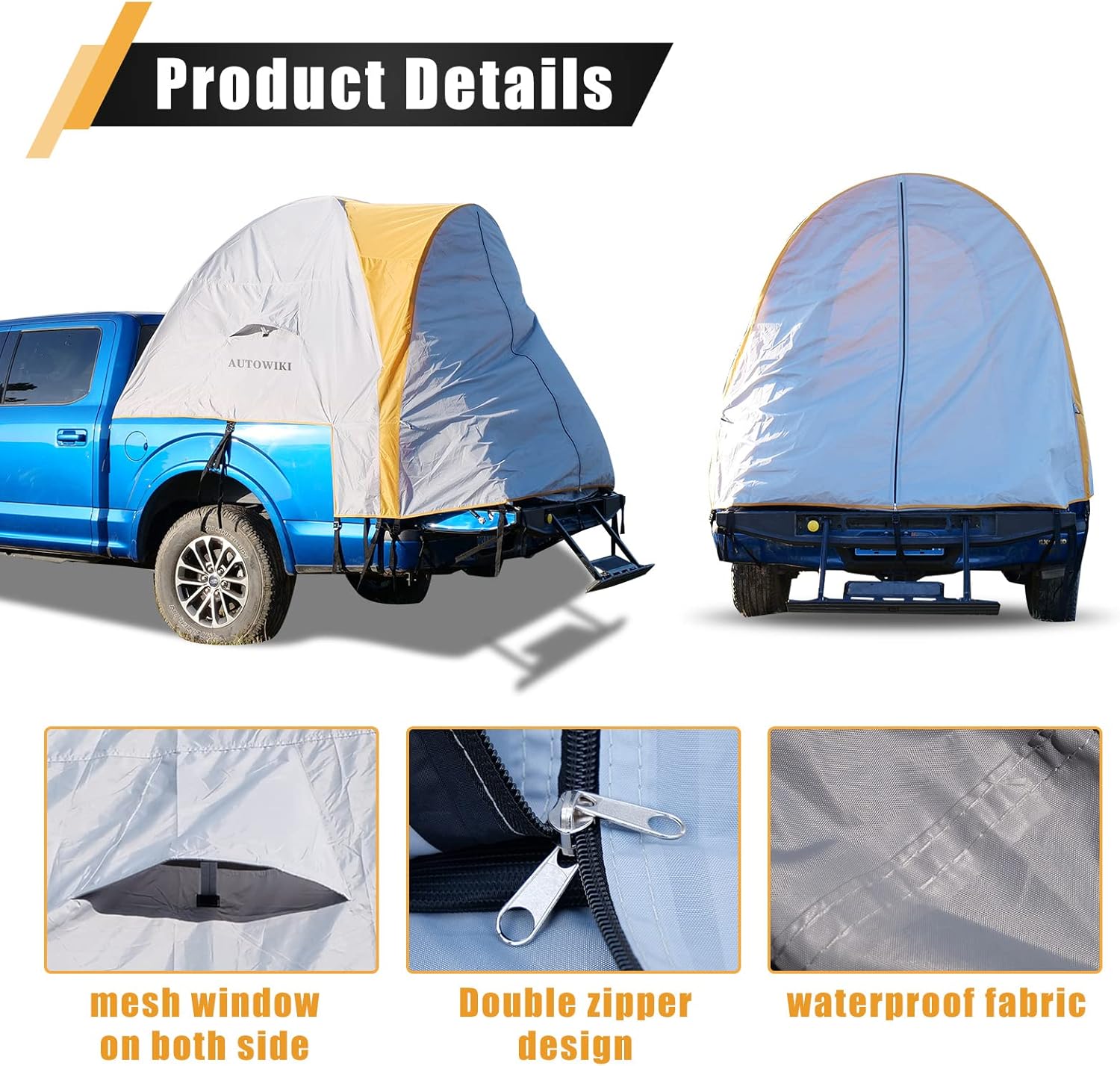 AUTOWIKI Pickup Truck Bed Camping Tent fit for Silverado Ford Toyota Tundra Truck Bed Tent for 5.5-5.8ft Full-Size Bed Compact Truck Tent Bed with