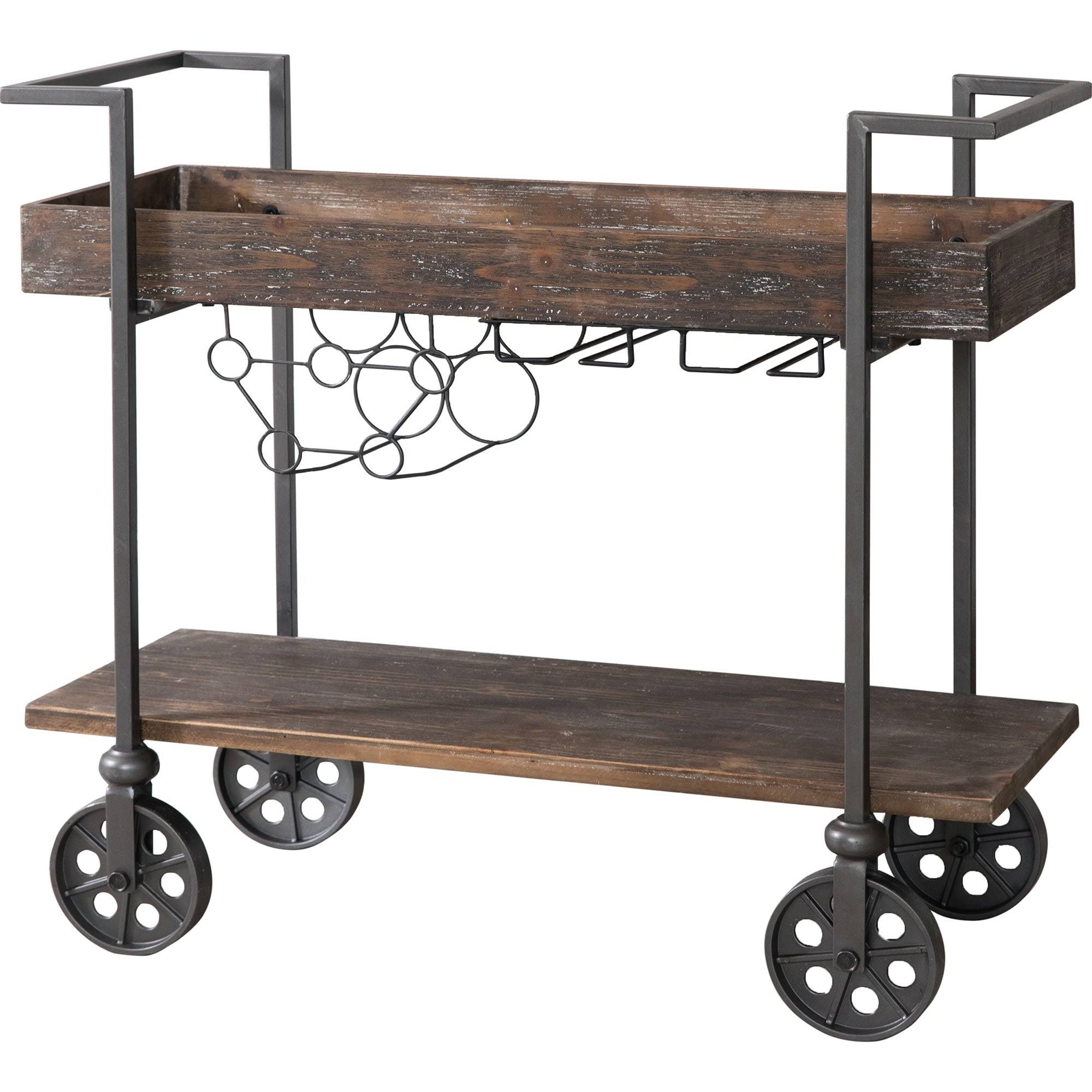 FirsTime Factory Row Industrial Farmhouse Wheeled Bar Cart - Black