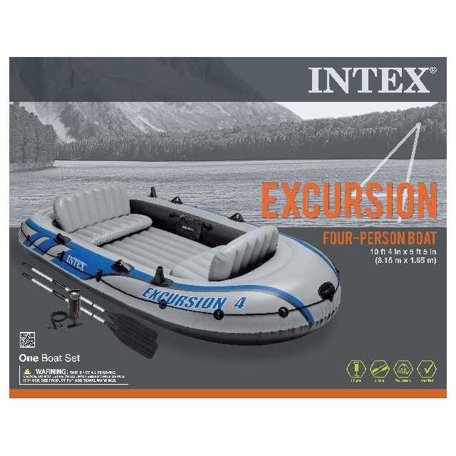INTEX Excursion Inflatable Boat Series: Includes Deluxe 54in Boat Oars and High-Output Pump – SuperTough PVC – Adjustable Seats with Backrest –